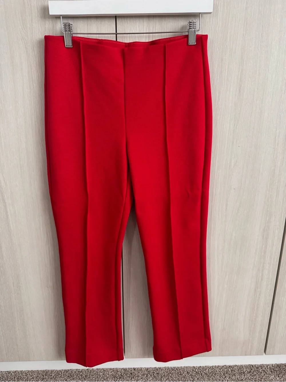 Maeve Red Button-Front Crop Top & Tailored Pants Set